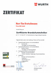 Tim Kretschmann, Zertifizierter Brandschutztechniker
