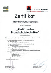 Hartmut Kretschmann, Zertifizierter Brandschutztechniker